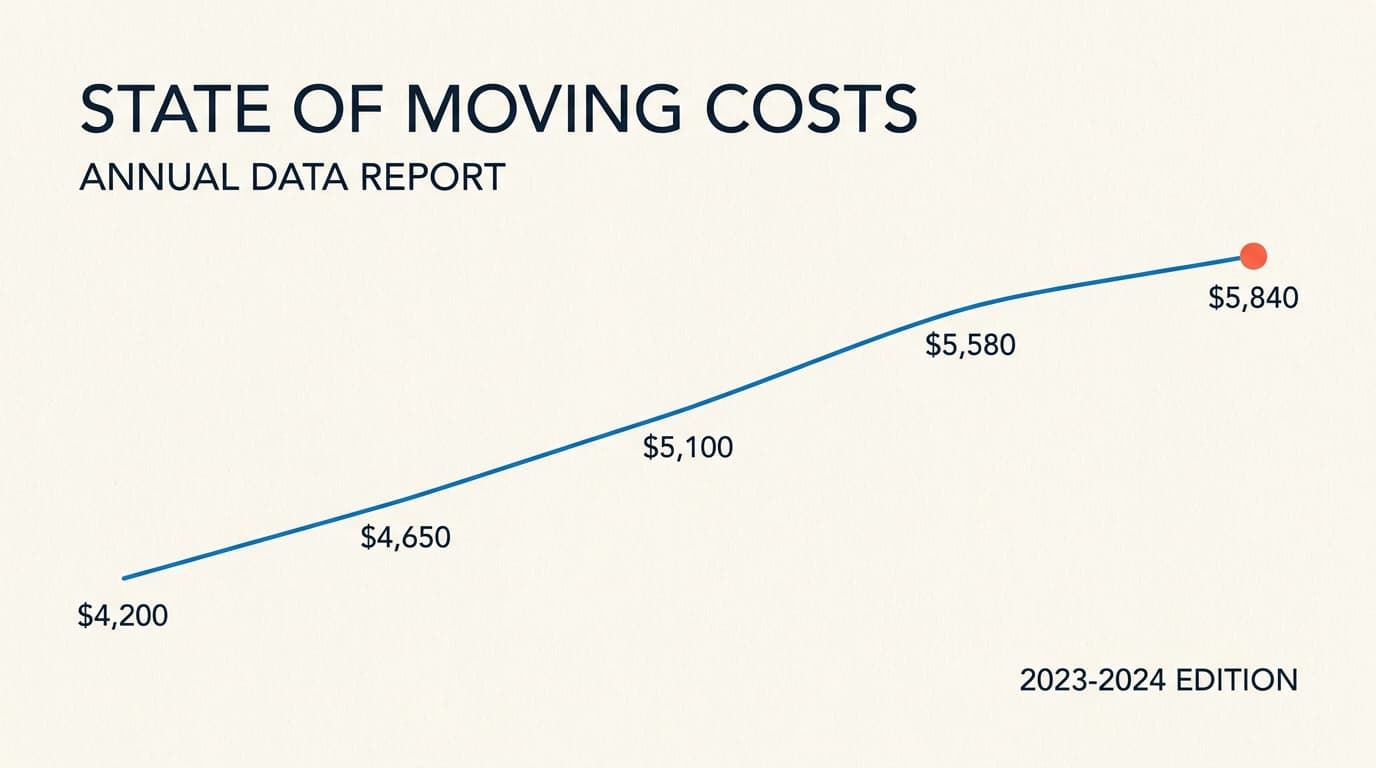 Annual moving-cost trend line, with five tabular value labels rising from $4,200 to $5,840.
